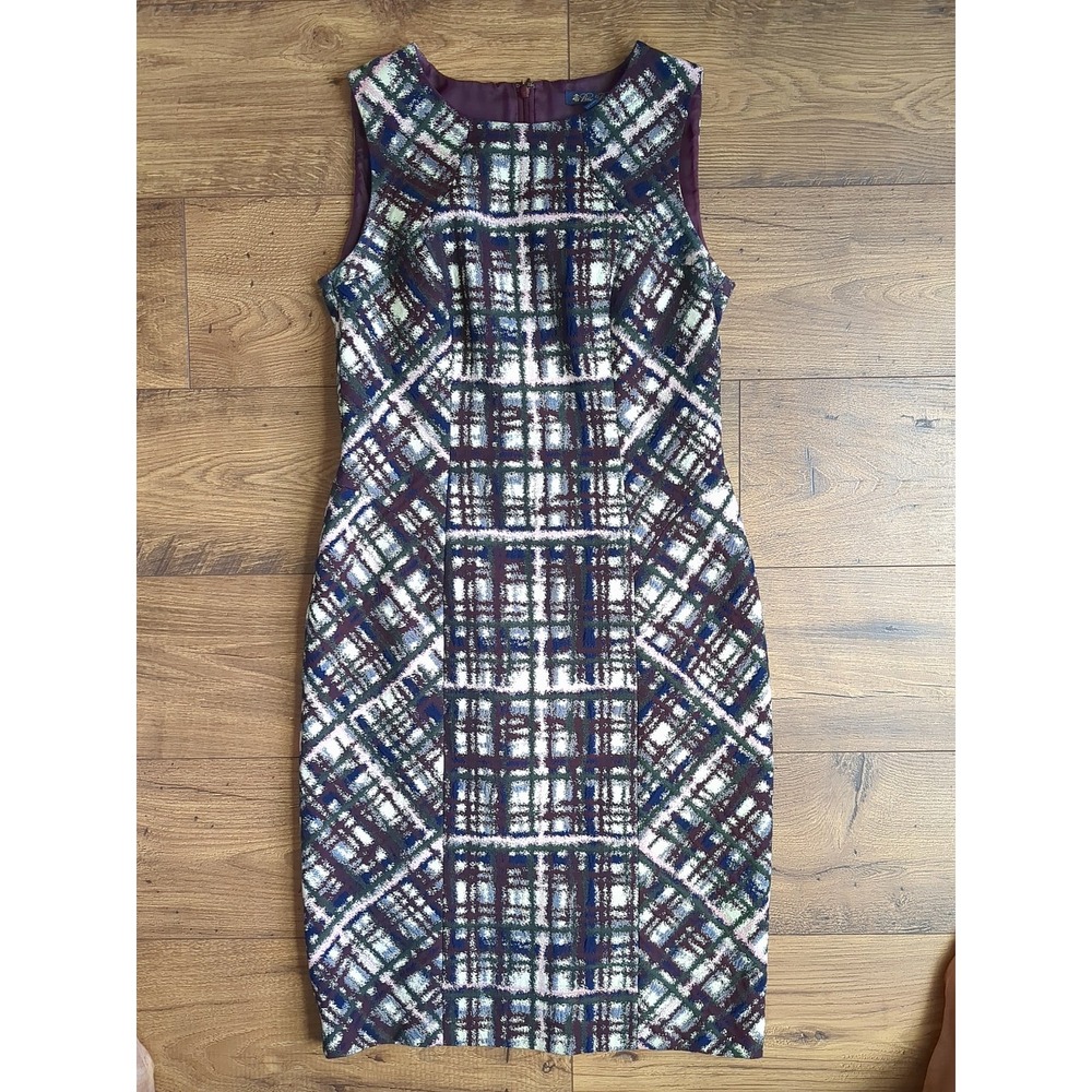 Brooks Brothers Womens Sz 6 Madeโ In Italy Sleeveless Collarless Abstract Dress